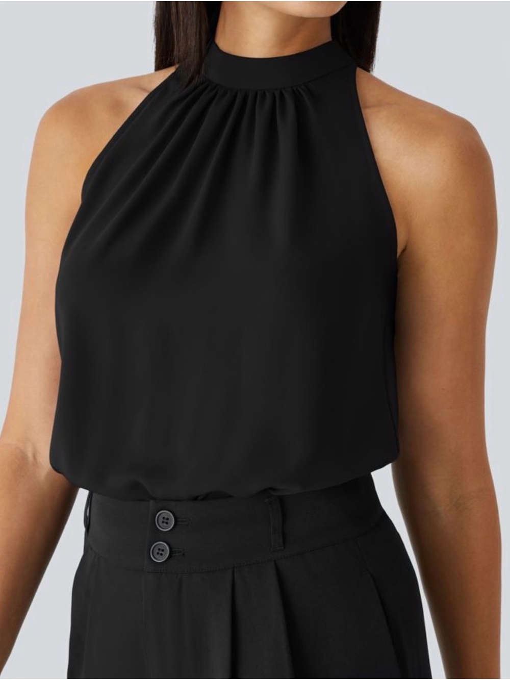 HALARA Black High-Neck Sleeveless Blouson Camisole